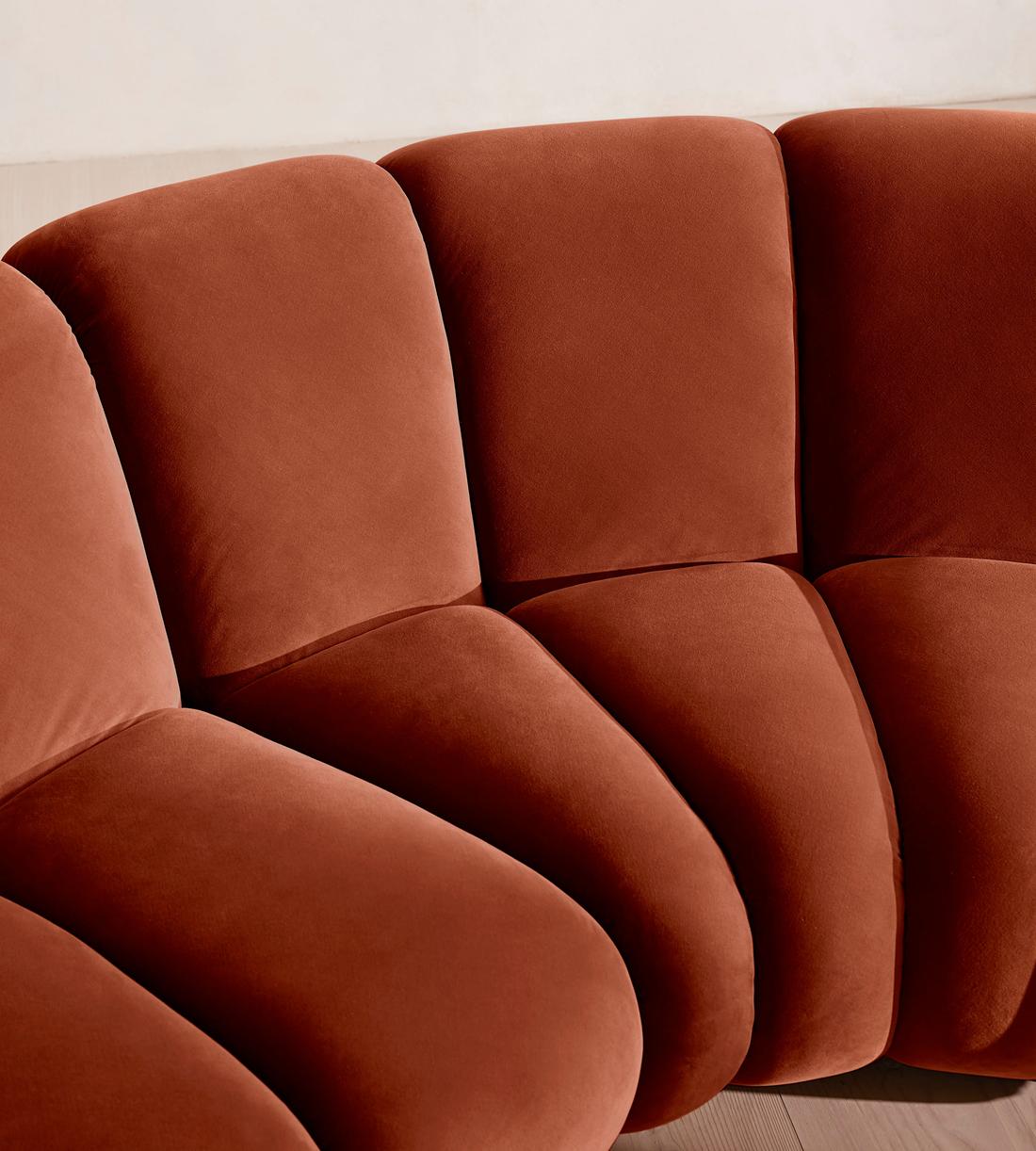 Noelle Sectional Curved Sofa - Six Seater - Velvet Rust - US - Images - Image 7