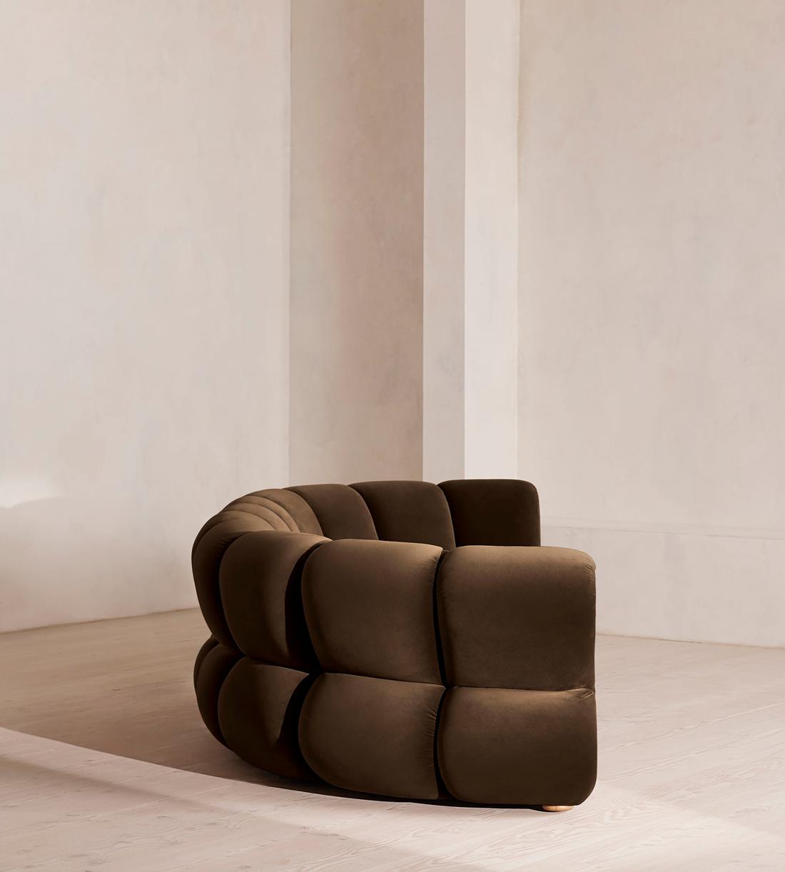 Noelle Modular Curved Sofa - Six Seater - Velvet Chocolate Brown - Images - Image 3