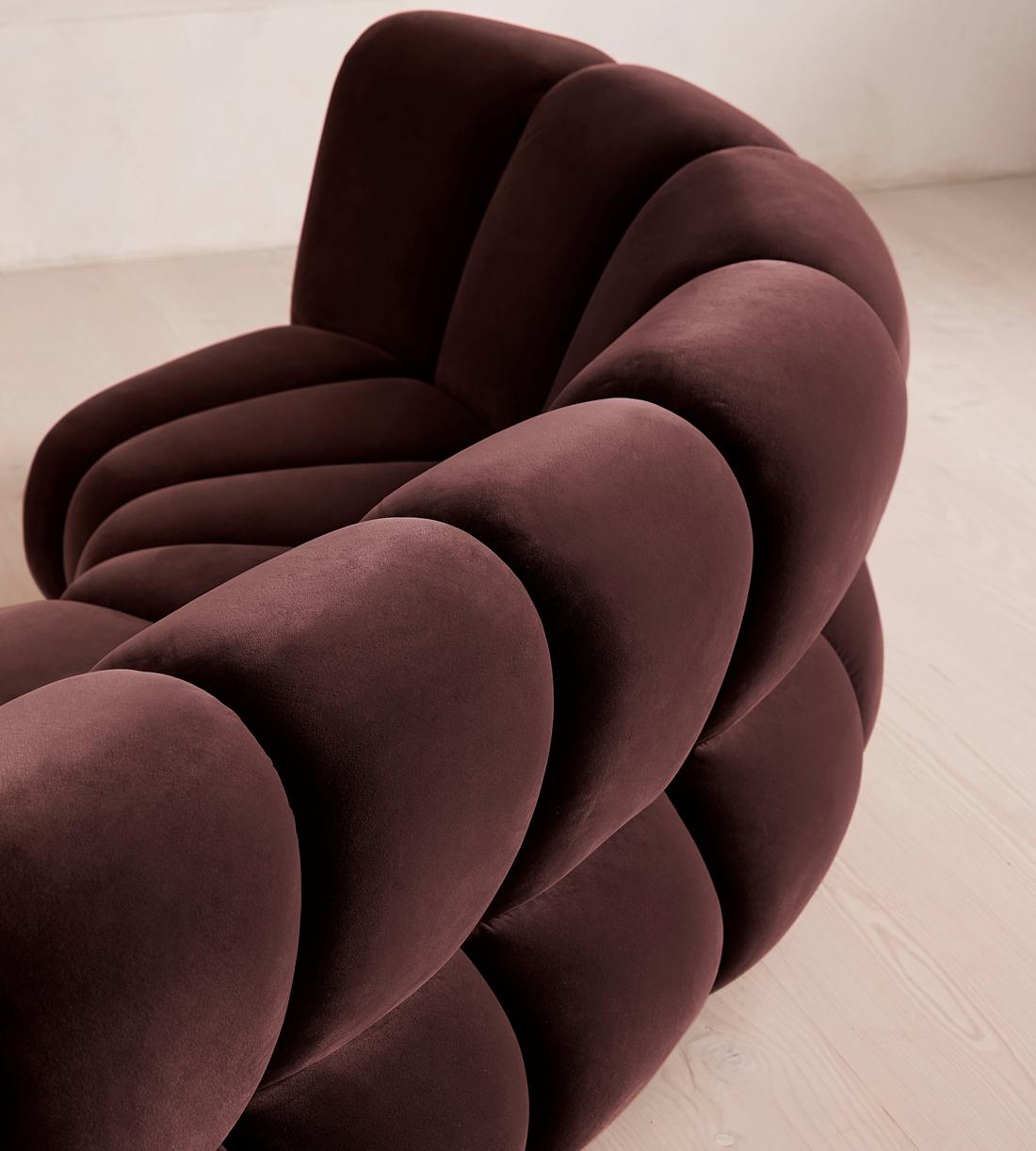 Noelle Modular Curved Sofa - Six Seater - Velvet - Aubergine - UK - Images - Image 5
