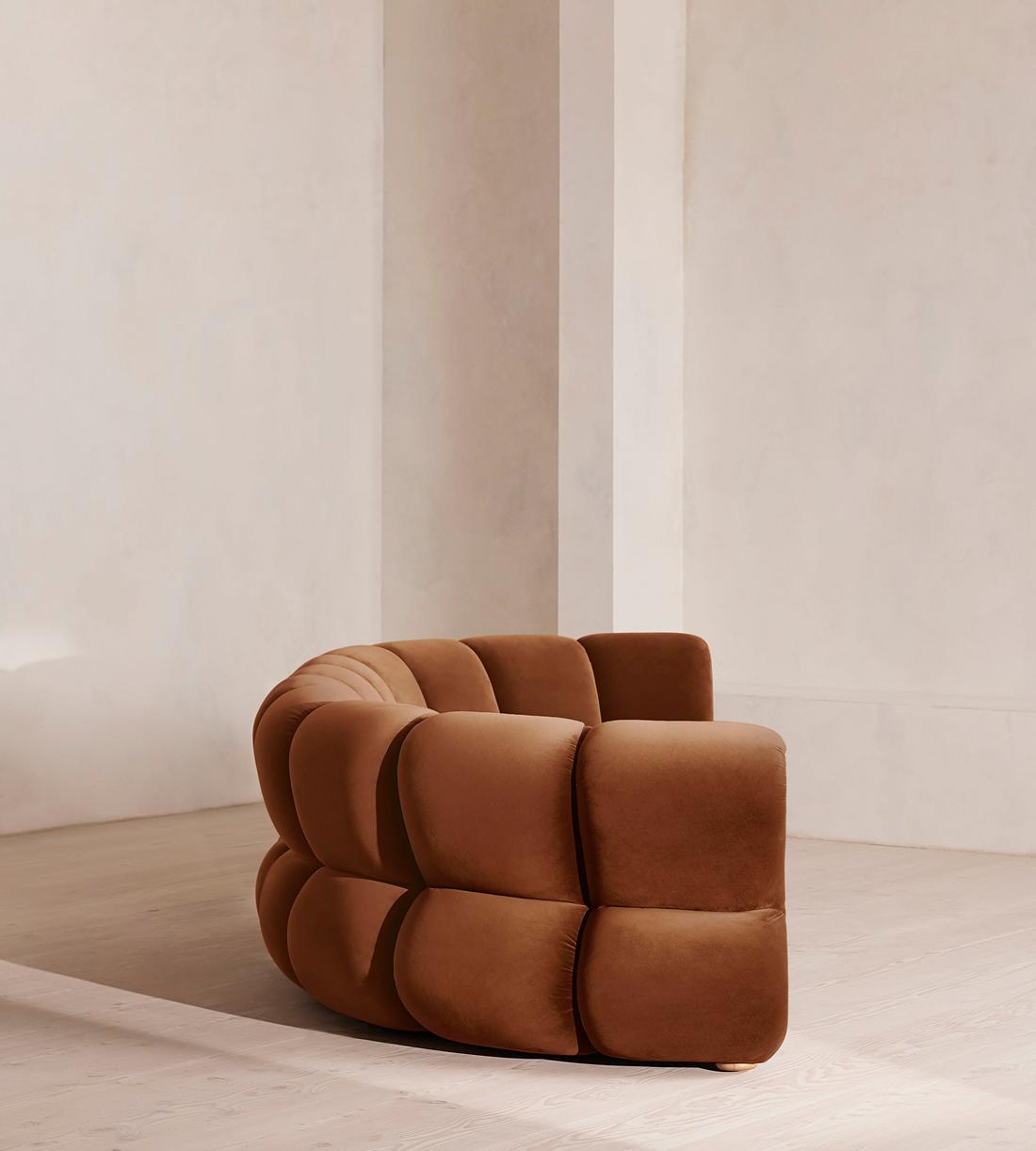 Noelle Modular Curved Sofa - Six Seater - Velvet - Cinnamon - UK - Images - Image 3