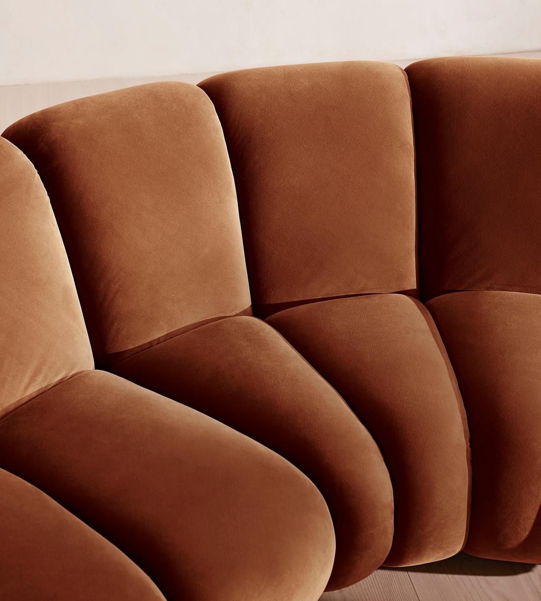 Noelle Sectional Curved Sofa - Six Seater - Velvet - Cinnamon - US - Images - Image 6