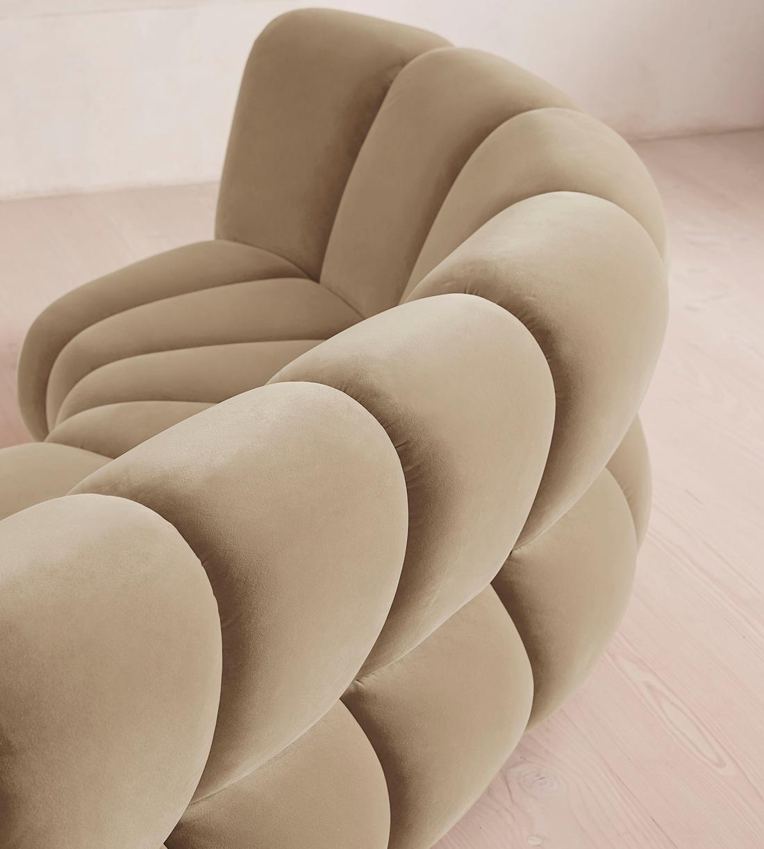Noelle Modular Curved Sofa - Six Seater - Velvet - Oyster - UK - Images - Image 5