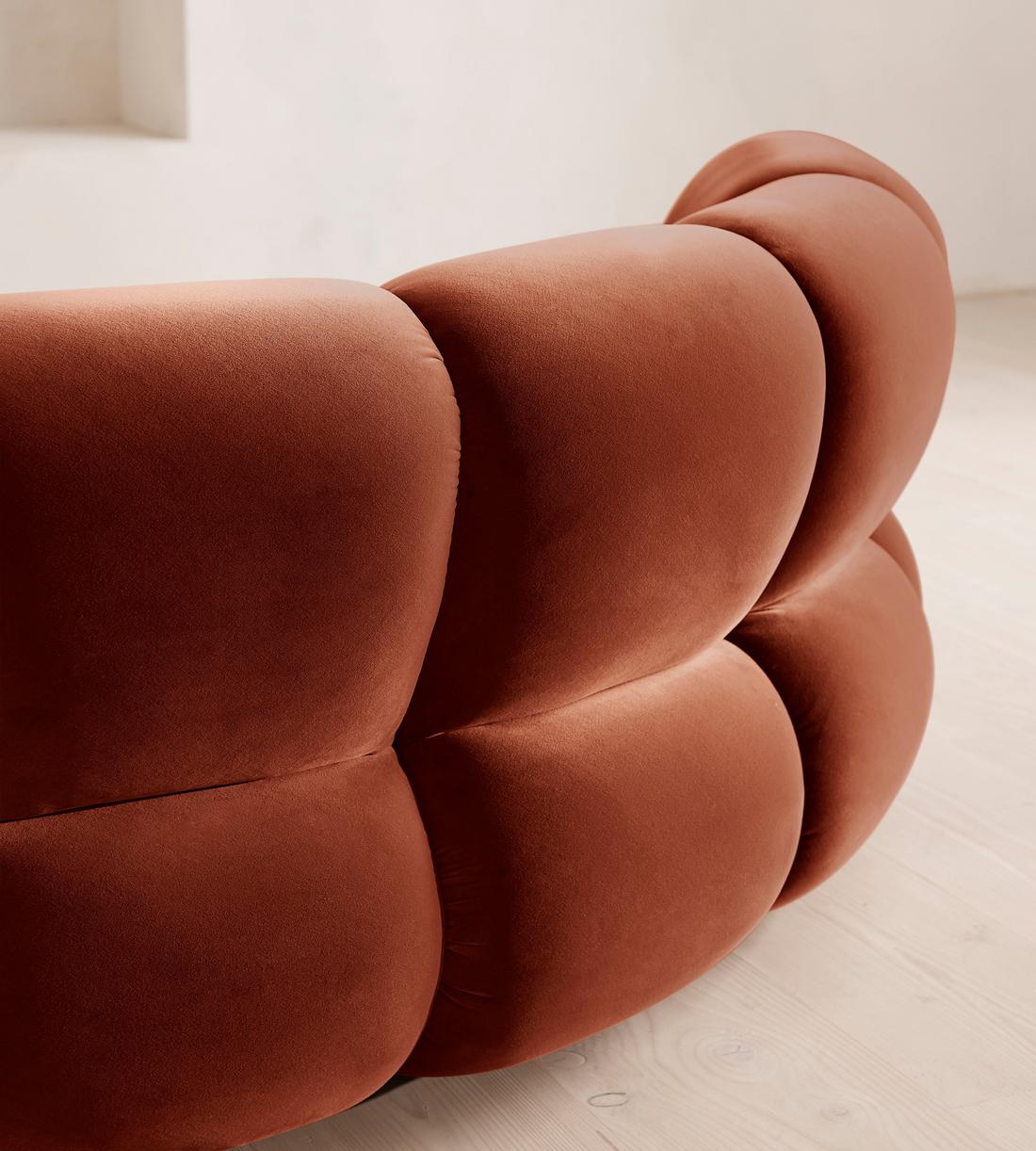 Noelle Modular Curved Sofa - Four Seater - Velvet - Rust - Images - Image 5