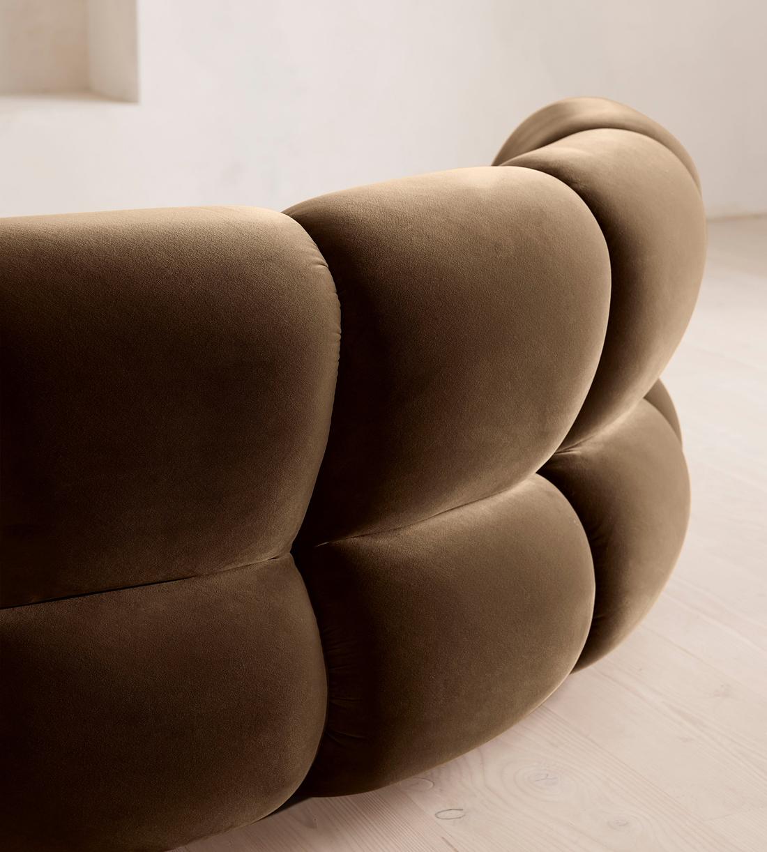 Noelle Sectional Curved Sofa - Four Seater - Velvet Chocolate Brown - US - Images - Image 5