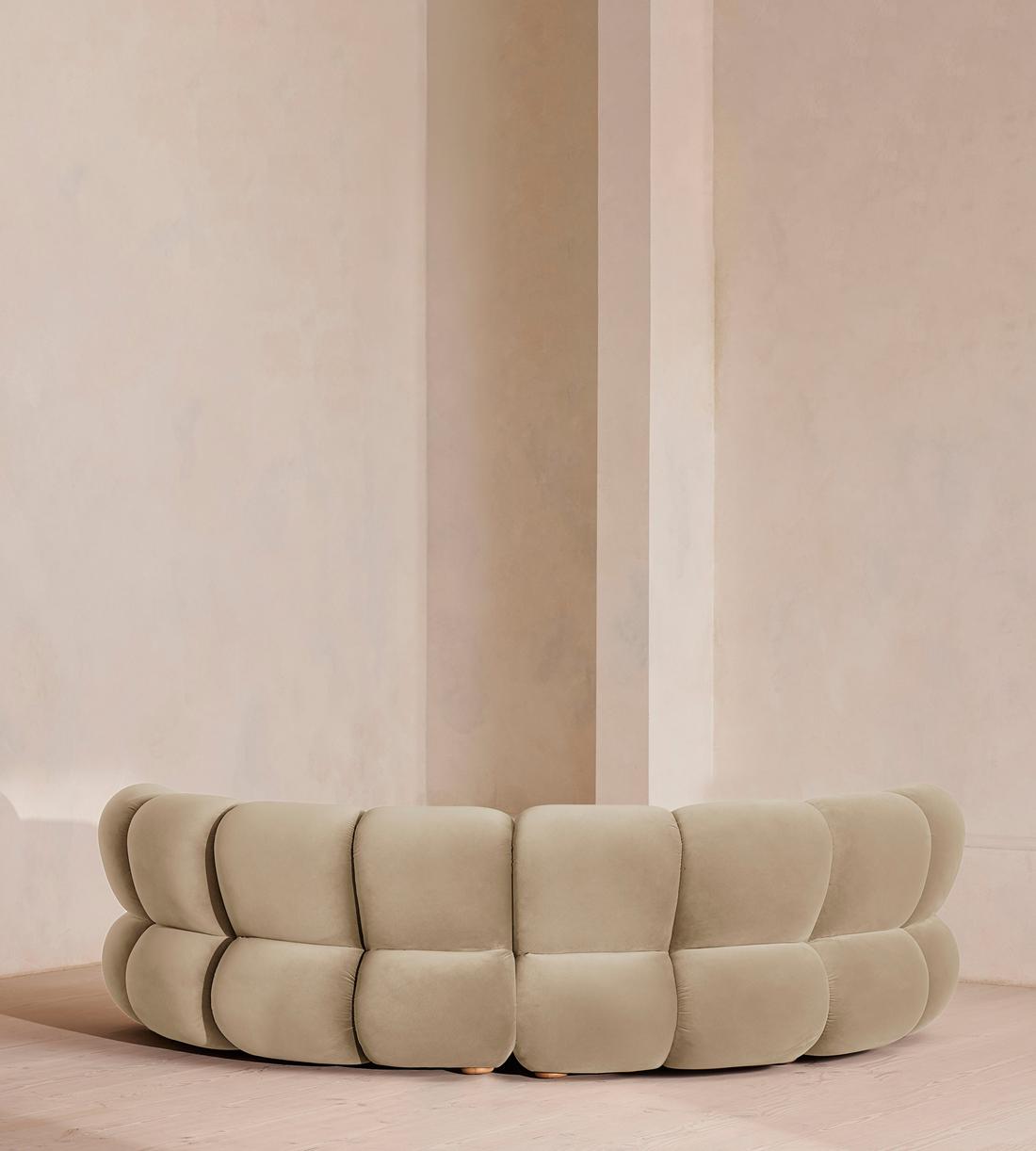 Noelle Modular Curved Sofa - Four Seater - Velvet - Oyster - UK - Images - Image 4