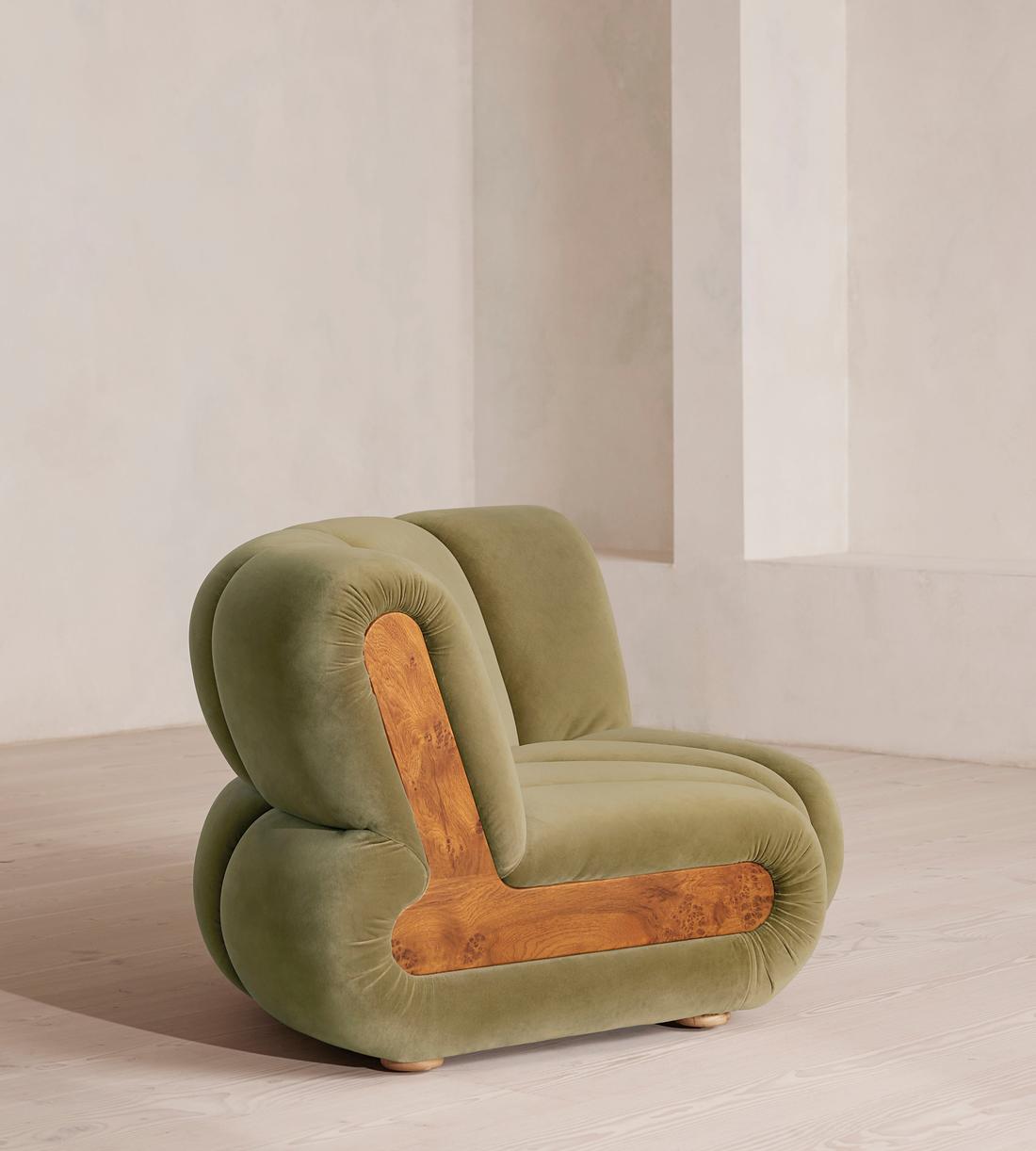 Noelle Modular Curved Armchair - Velvet Lichen - UK - Images - Image 3