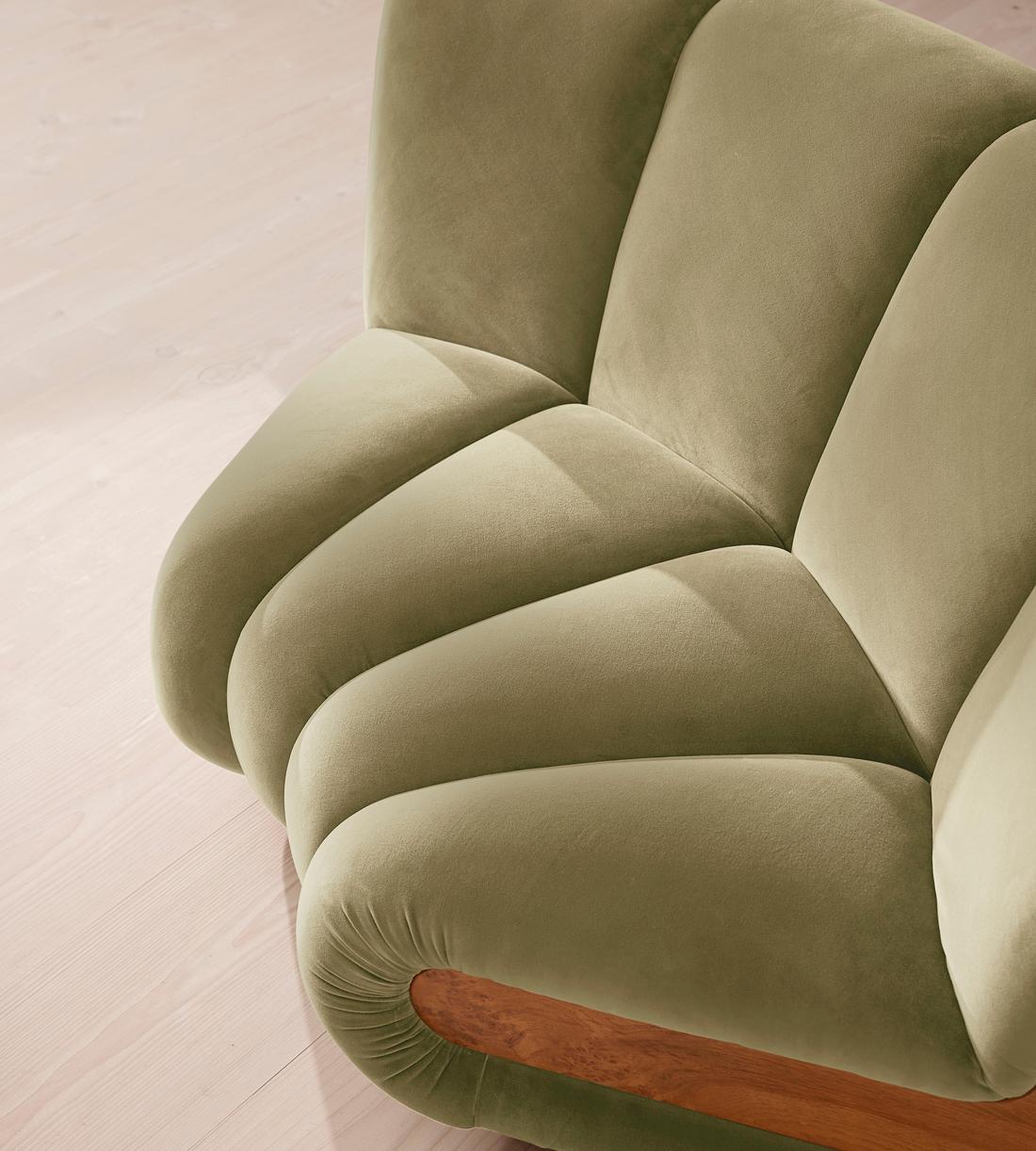 Noelle Sectional Curved Armchair - Velvet Lichen - US - Images - Image 6