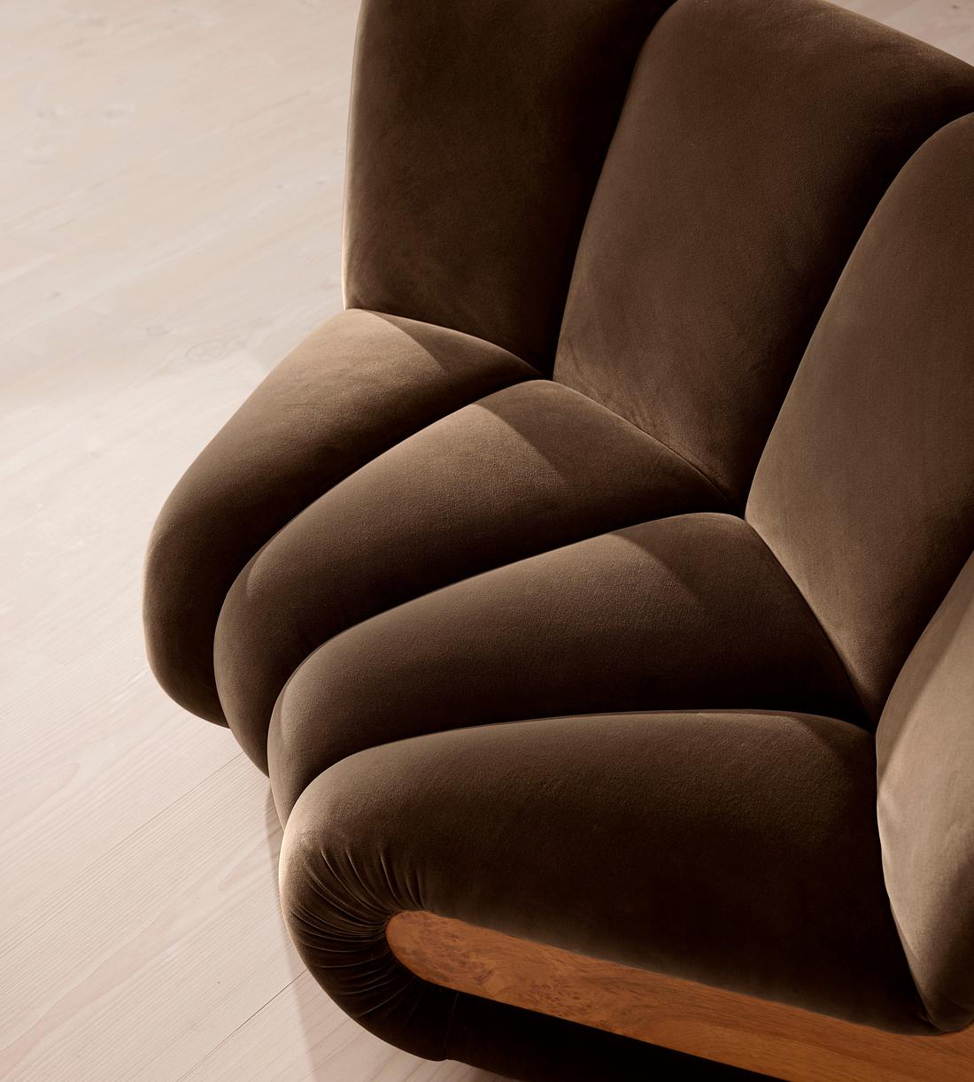Noelle Sectional Curved Armchair - Velvet Chocolate Brown - US - Images - Image 5
