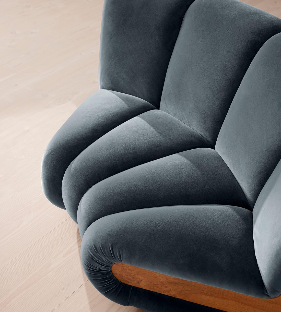 Noelle Modular Curved Armchair - Velvet Grey Blue - UK - Images - Image 5