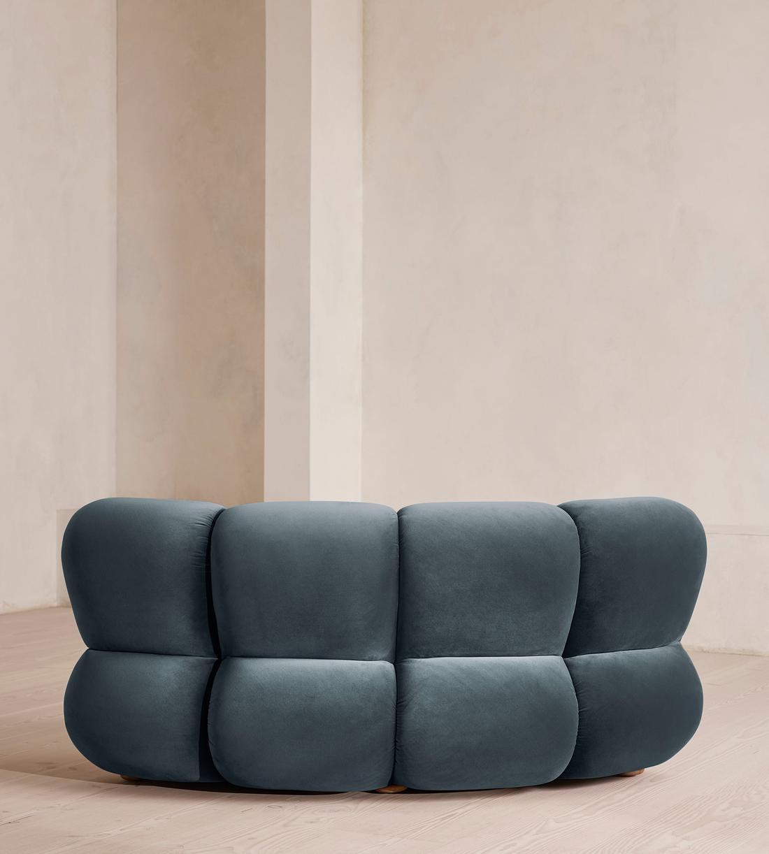 Noelle Sectional Curved Armchair - Velvet Grey Blue - US - Images - Image 4