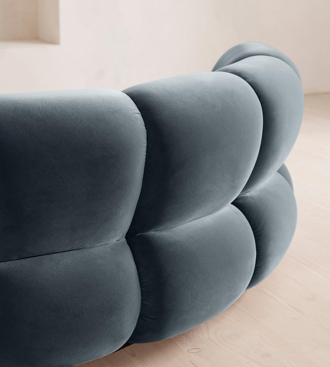 Noelle Sectional Curved Armchair - Velvet Grey Blue - US - Images - Image 5
