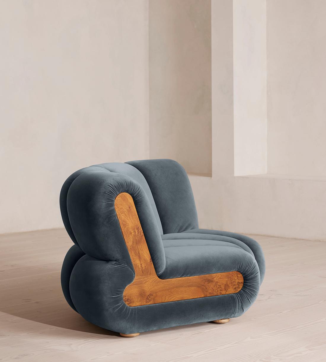 Noelle Sectional Sofa - Curved Module - Velvet Grey Blue - US - Image 7