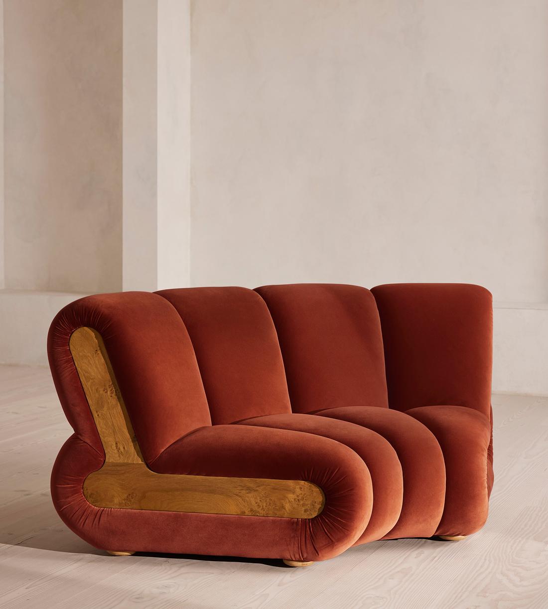 Noelle Sectional Curved Armchair - Velvet Rust - US - Listing - Image 2
