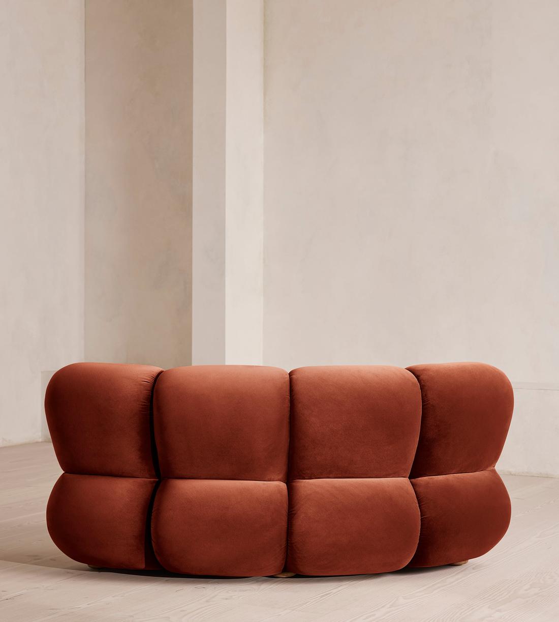 Noelle Sectional Curved Armchair - Velvet Rust - US - Images - Image 4