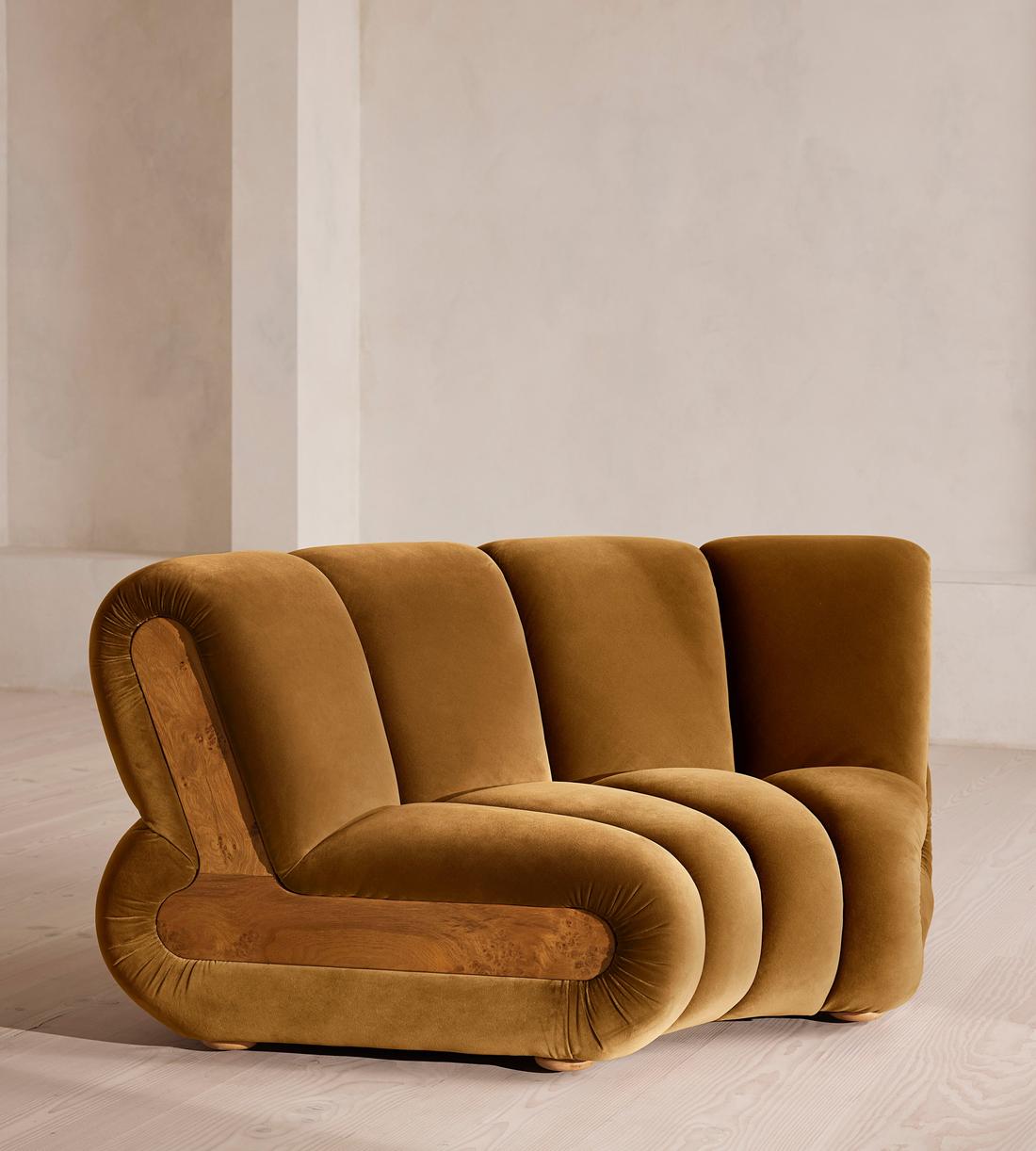 Noelle Sectional Curved Armchair - Velvet Mustard - US - Listing - Image 2