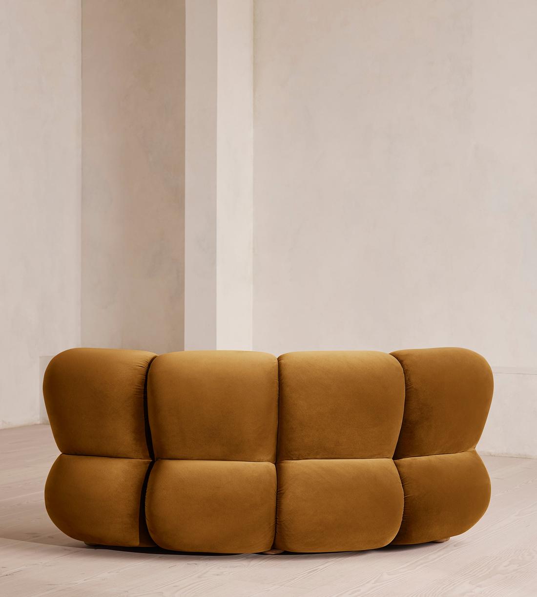 Noelle Sectional Curved Armchair - Velvet Mustard - US - Images - Image 4