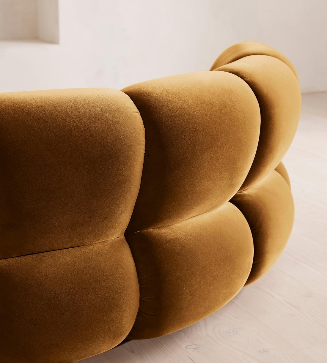 Noelle Sectional Curved Armchair - Velvet Mustard - US - Images - Image 5