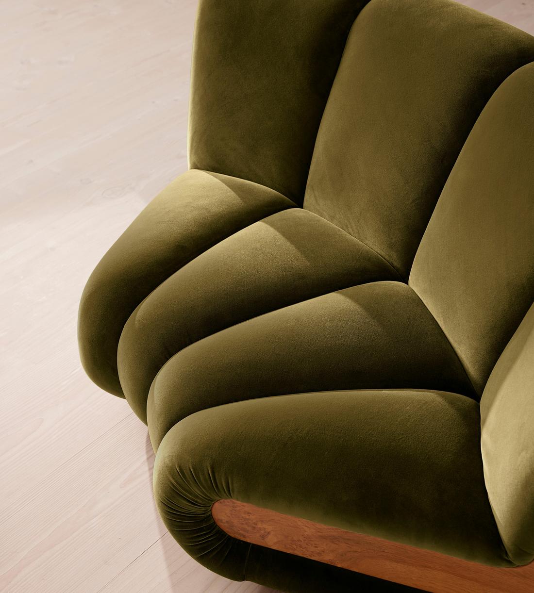 Noelle Modular Curved Armchair - Velvet Olive - UK - Images - Image 6