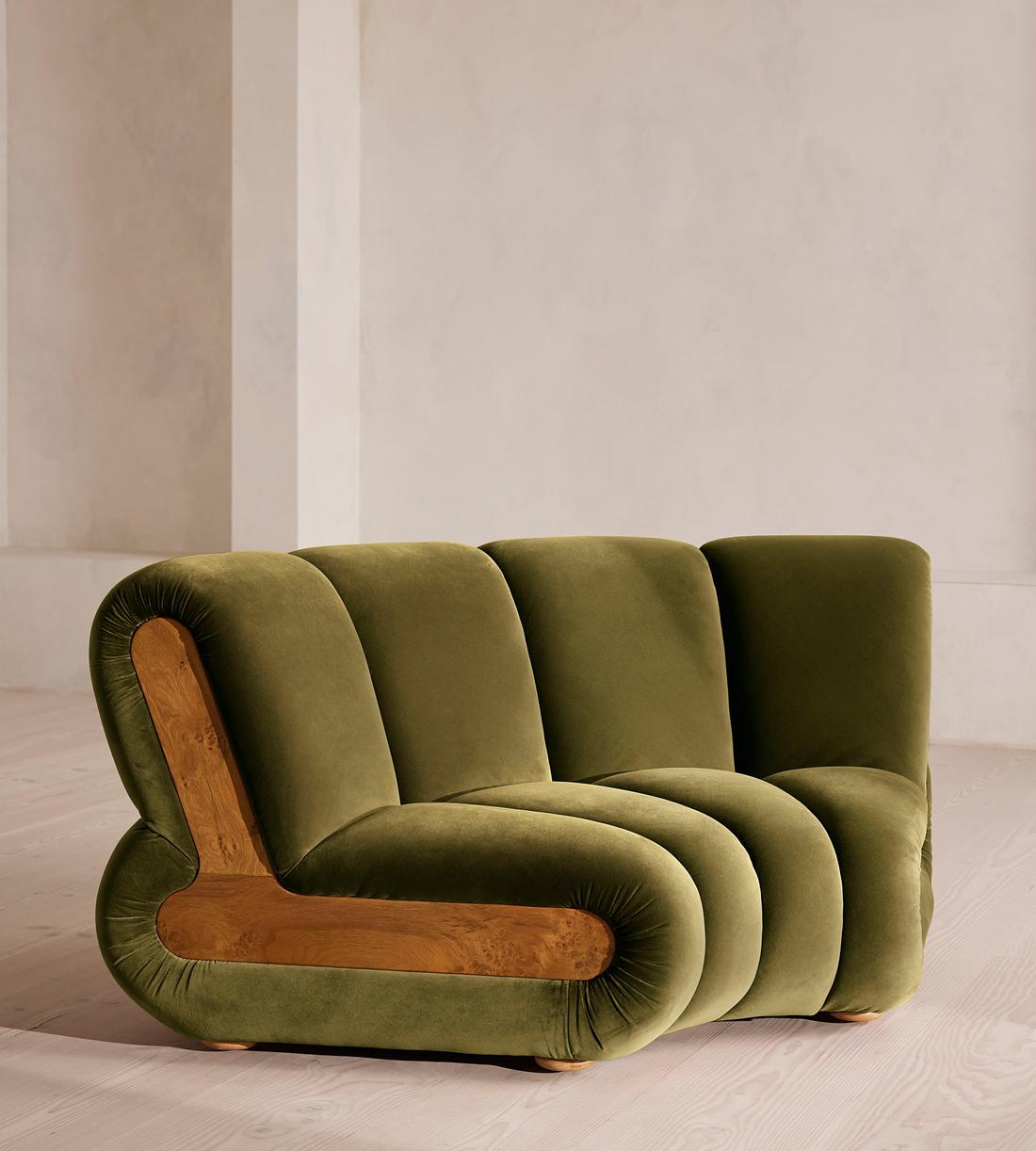 Noelle Sectional Curved Armchair - Velvet Olive - US - Listing - Image 2
