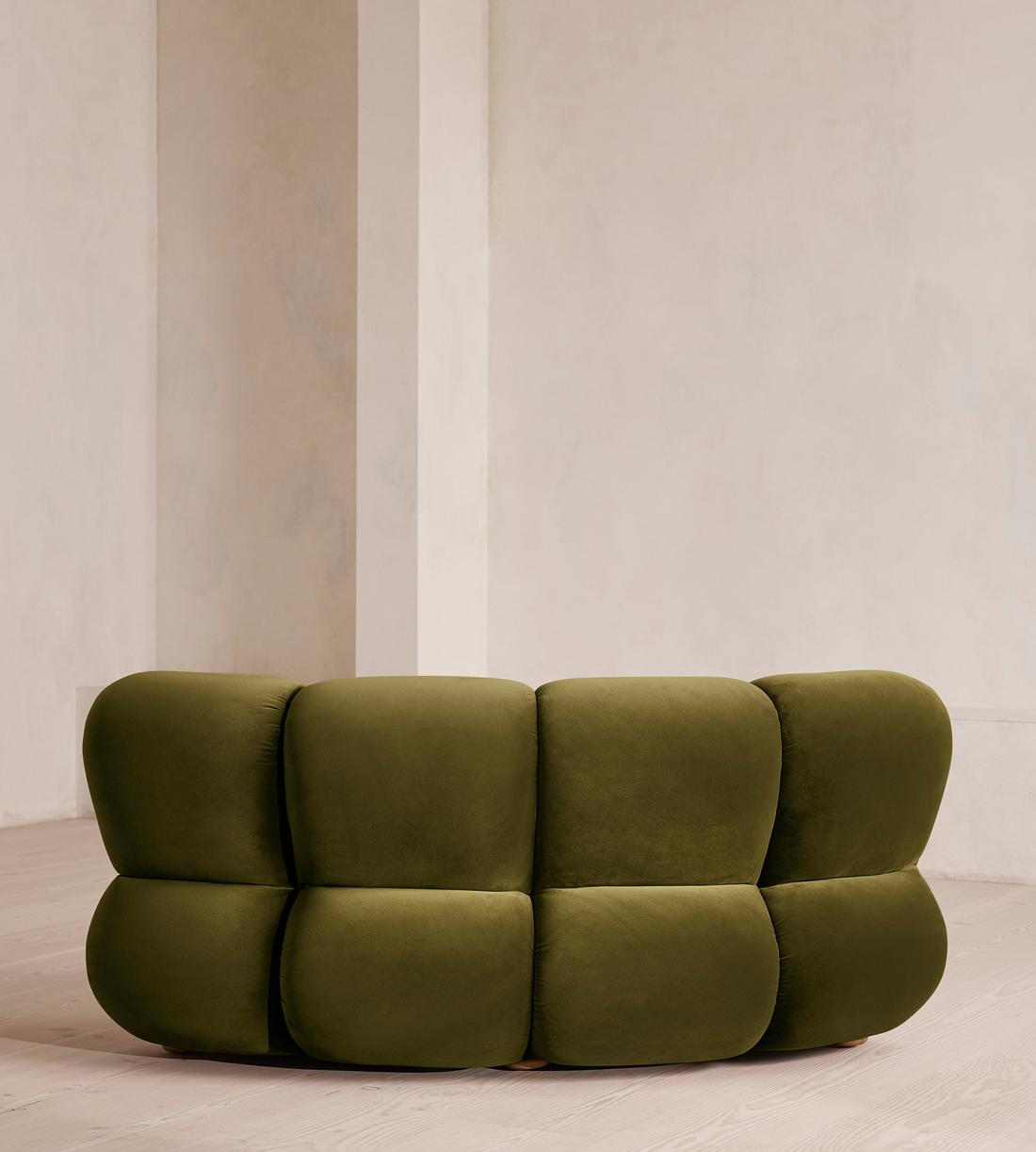 Noelle Sectional Curved Armchair - Velvet Olive - US - Images - Image 4
