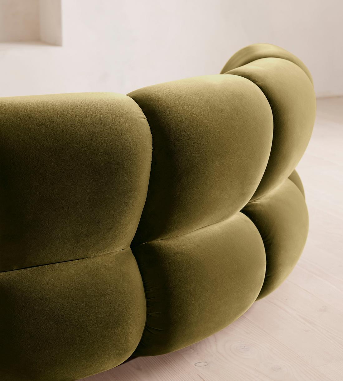 Noelle Sectional Curved Armchair - Velvet Olive - US - Images - Image 5