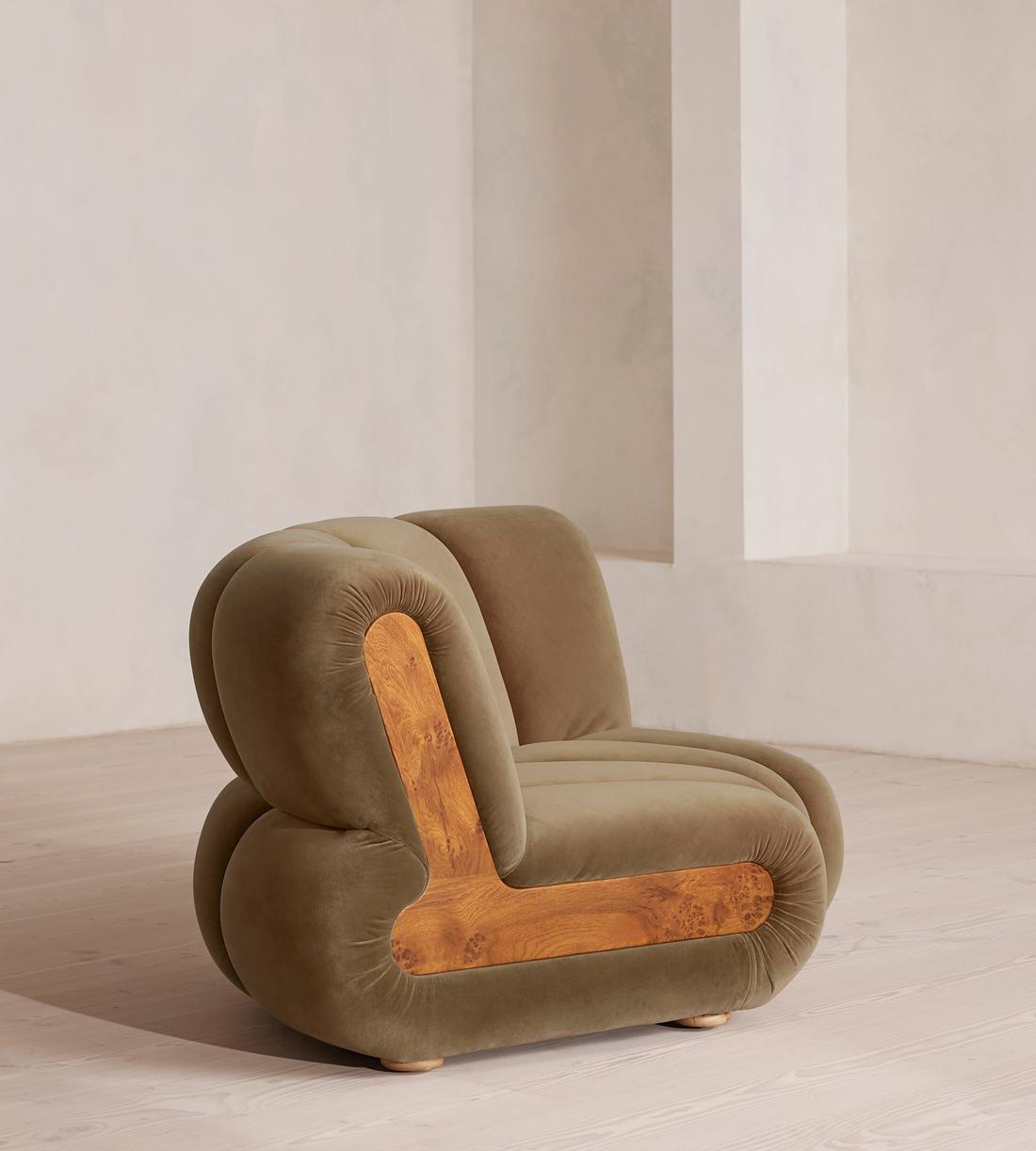 Noelle Modular Curved Armchair - Velvet - Truffle - UK - Images - Image 3