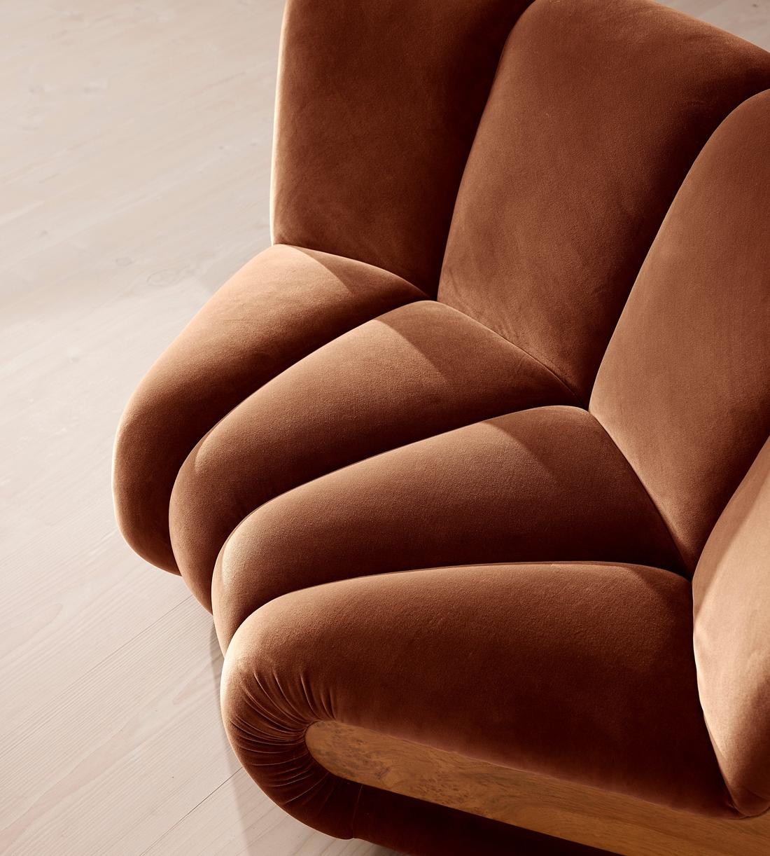 Noelle Sectional Curved Armchair - Velvet - Cinnamon - US - Images - Image 6