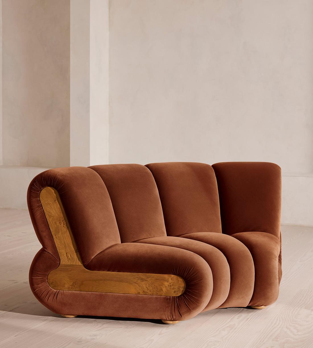 Noelle Sectional Sofa - Curved Module - Velvet - Cinnamon - US - Image 2