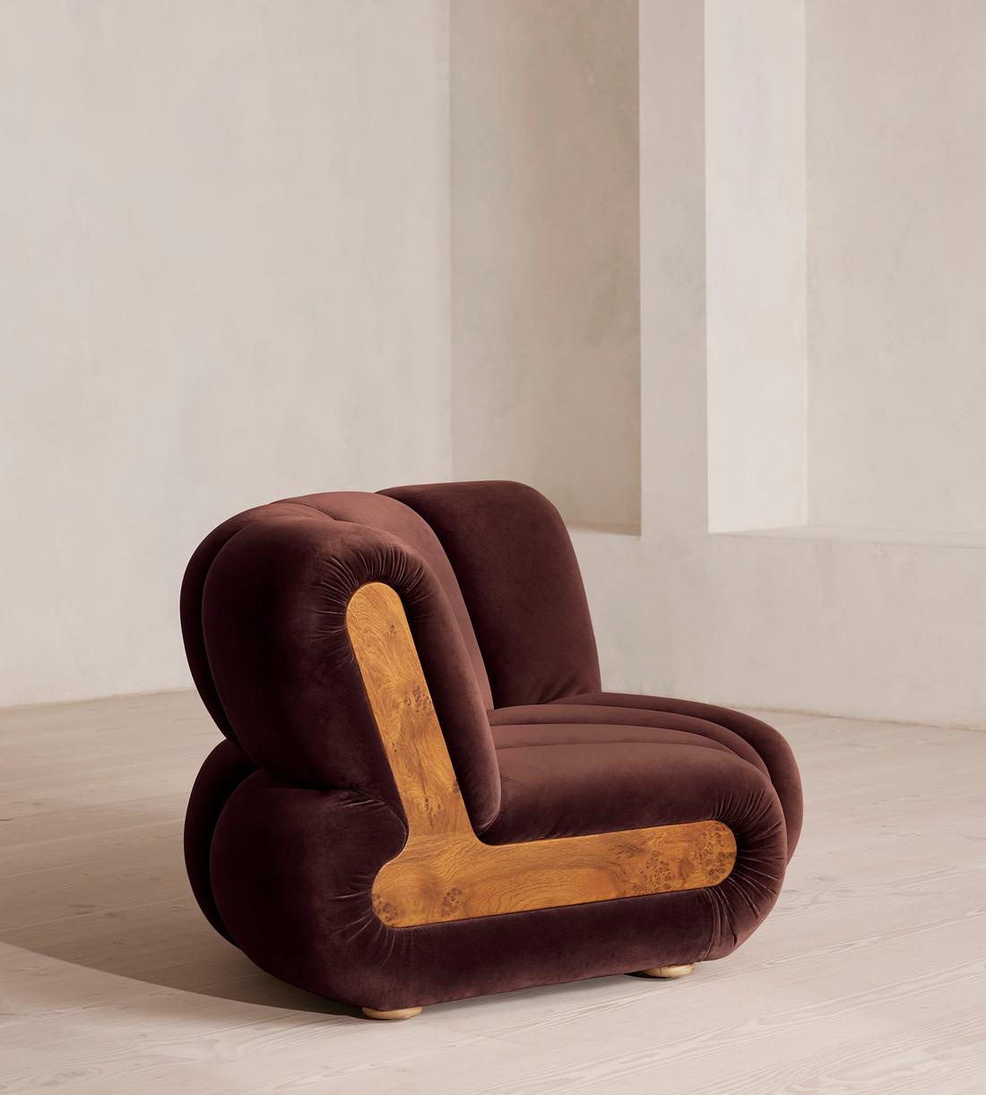 Noelle Modular Sofa - Straight Module - Velvet - Aubergine - UK - Image 3