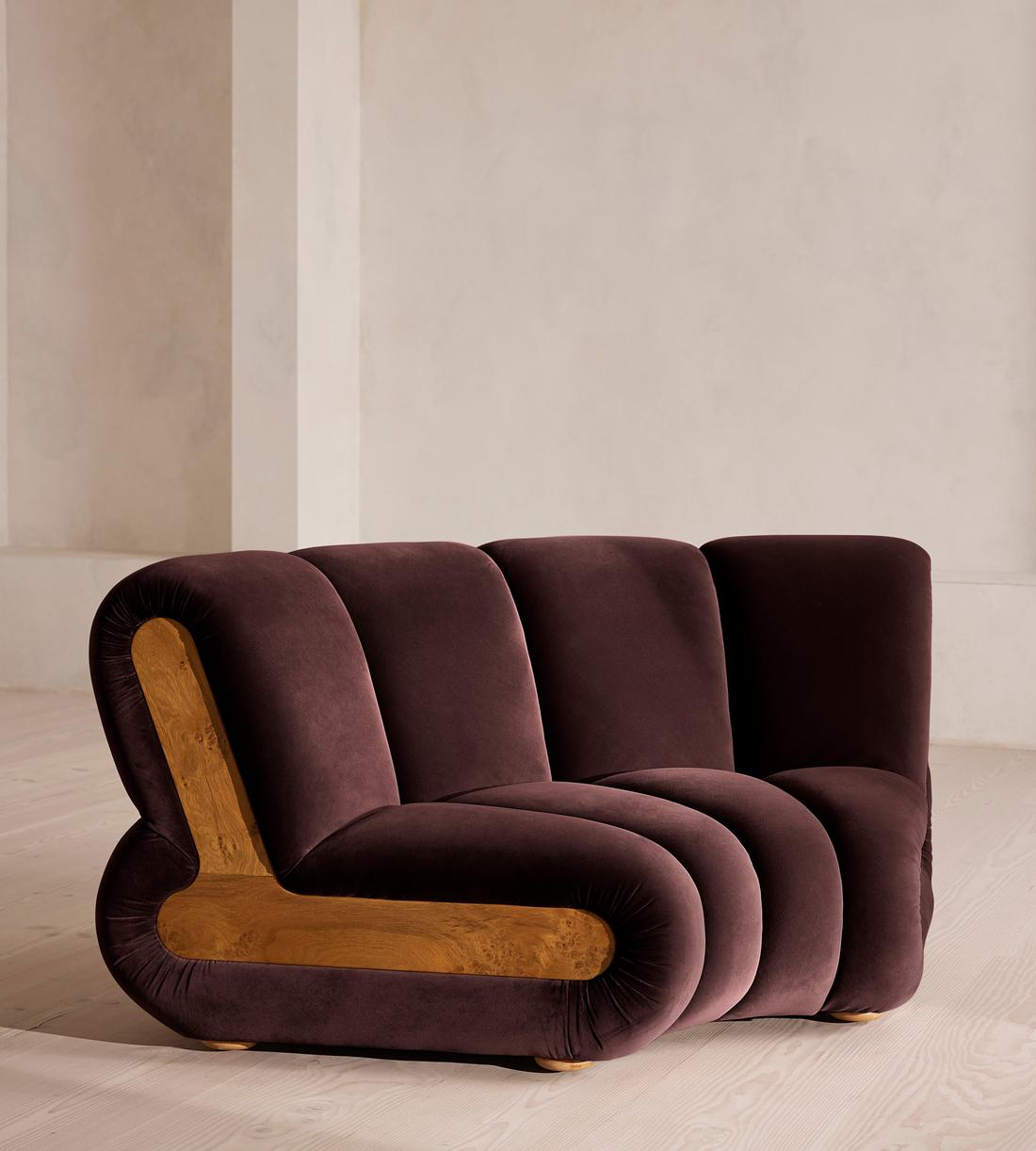 Noelle Sectional Sofa - Curved Module - Velvet - Aubergine - US - Image 2