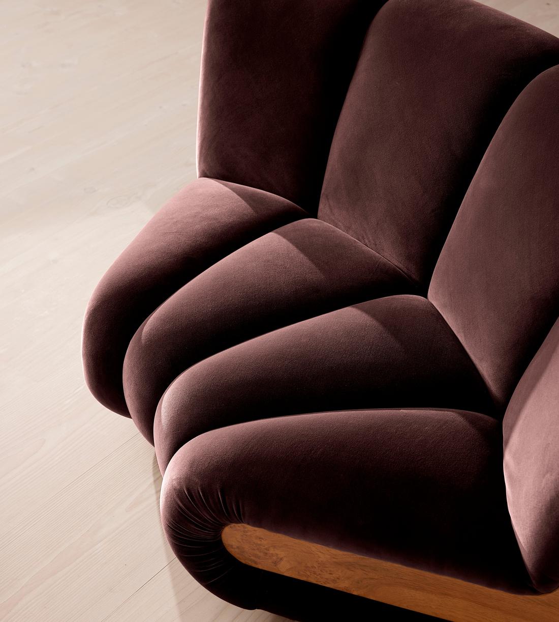 Noelle Sectional Sofa - Curved Module - Velvet - Aubergine - US - Image 6