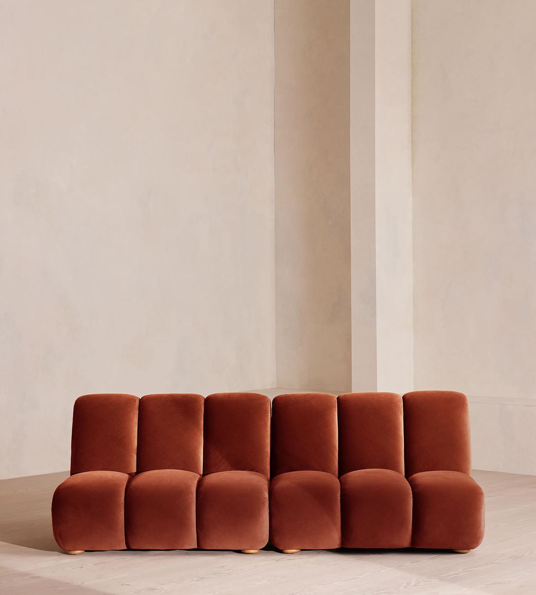 Noelle Modular Sofa - Four Seater - Velvet - Rust - Listing - Image 1