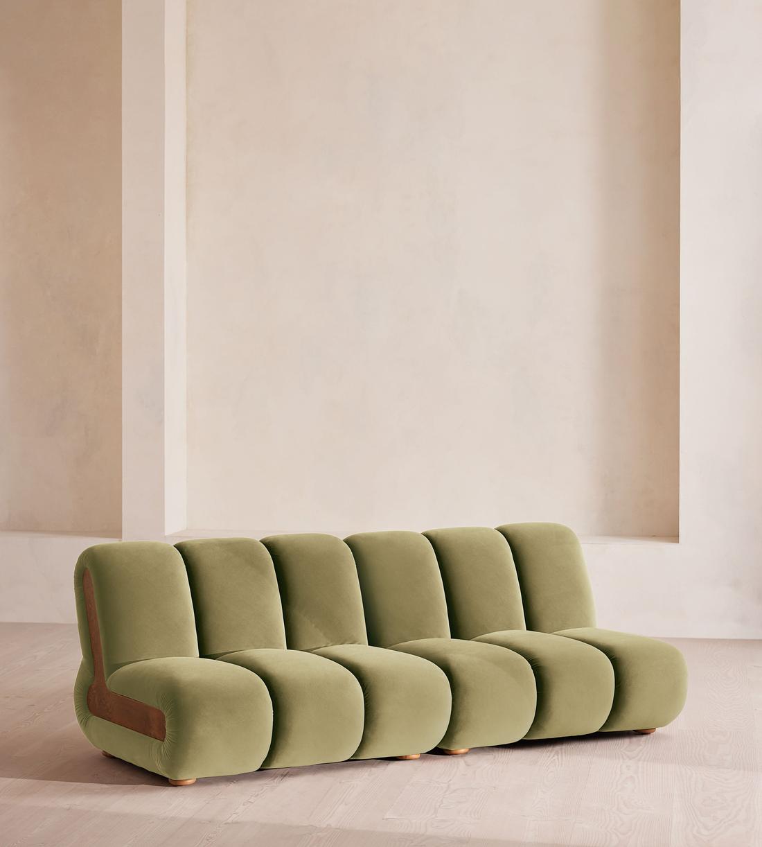 Noelle Modular Sofa - Four Seater - Velvet - Lichen - Listing - Image 2