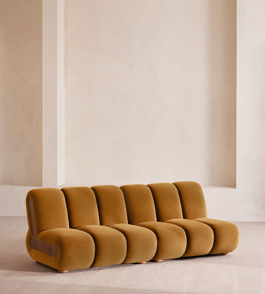 Noelle Modular Sofa - Four Seater - Velvet - Mustard - Listing - Image 2