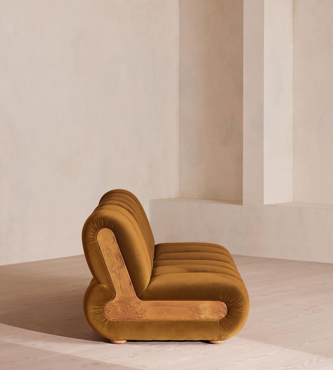 Noelle Sectional Sofa - Four Seater - Velvet - Mustard - US - Images - Image 3