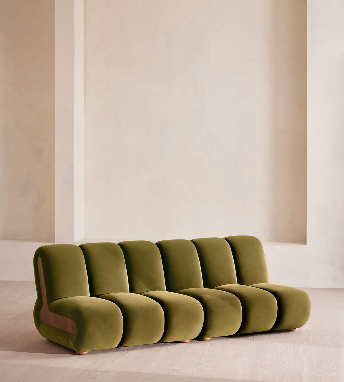 Noelle Sectional Sofa - Four Seater - Velvet - Olive - US - Listing - Image 2