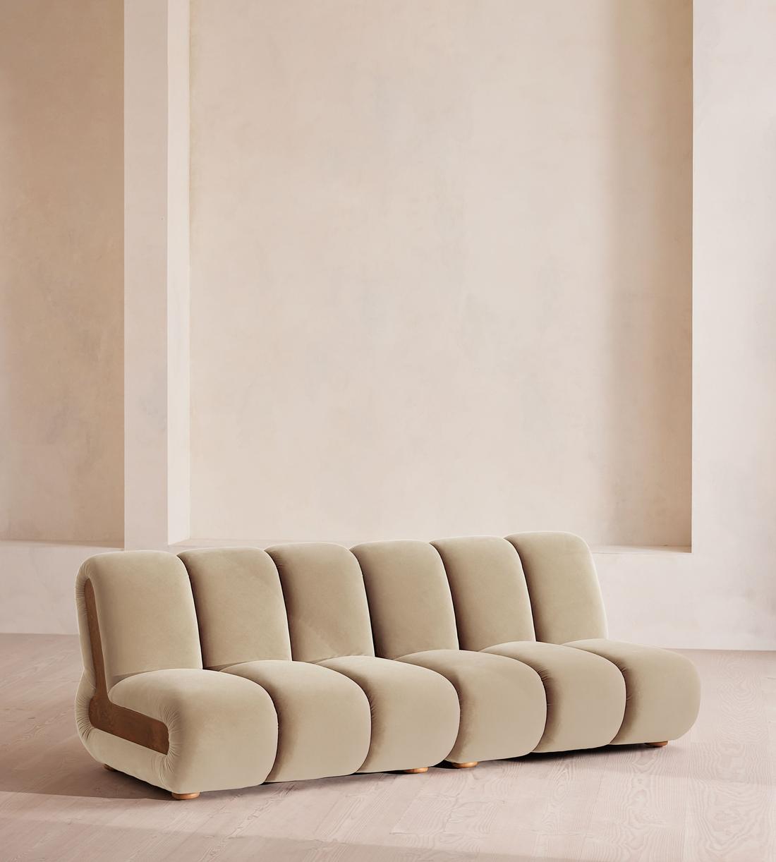 Noelle Sectional Sofa - Four Seater - Velvet - Oyster - US - Listing - Image 2