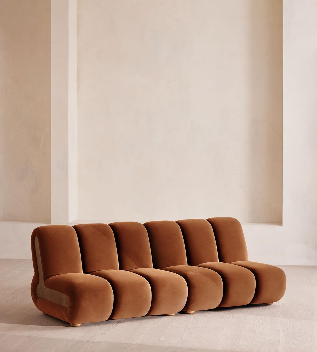 Noelle Sectional Sofa - Four Seater - Velvet - Cinnamon - US - Listing - Image 2