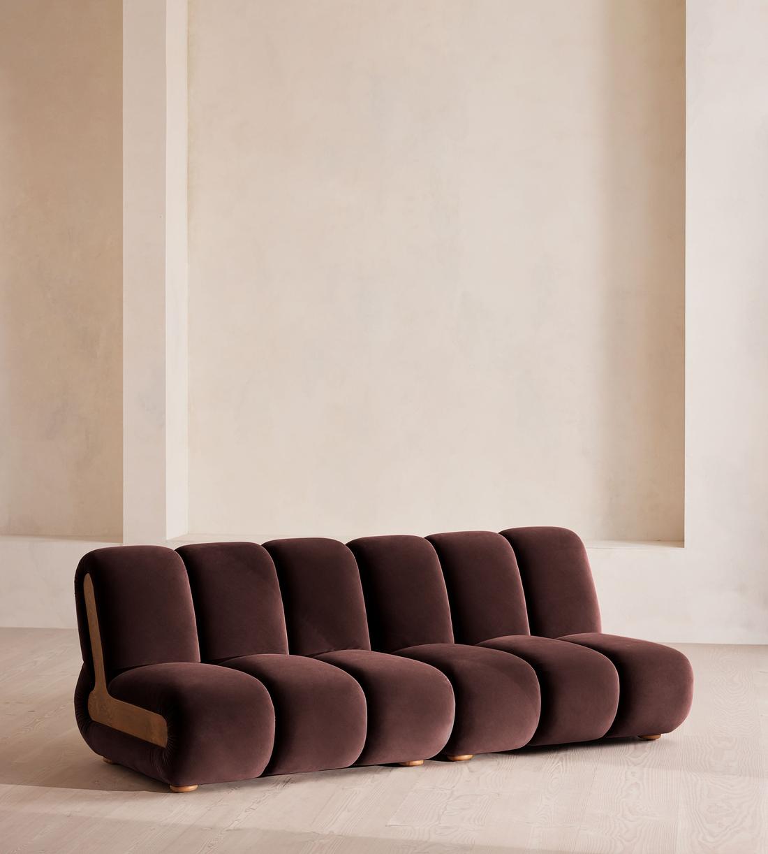 Noelle Sectional Sofa - Four Seater - Velvet - Aubergine - US - Listing - Image 2