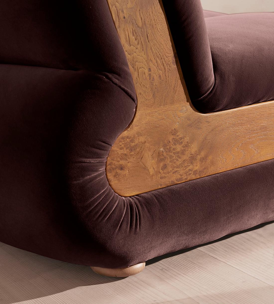 Noelle Sectional Sofa - Four Seater - Velvet - Aubergine - US - Images - Image 5