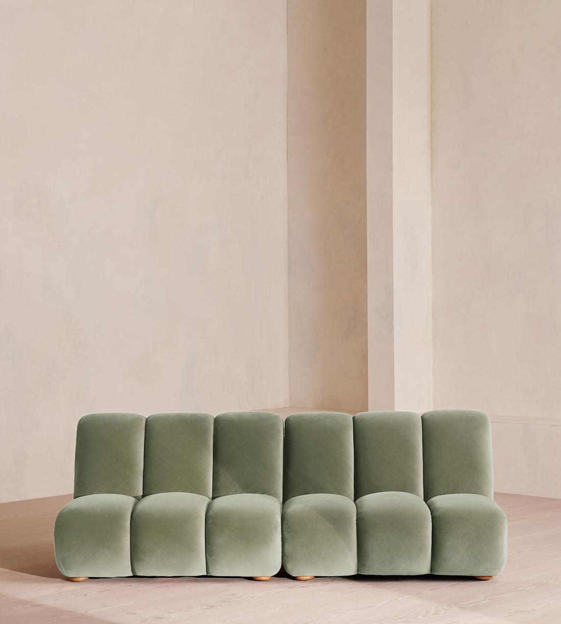Noelle Sectional Sofa - Four Seater - Velvet - Seafoam - US - Listing - Image 1