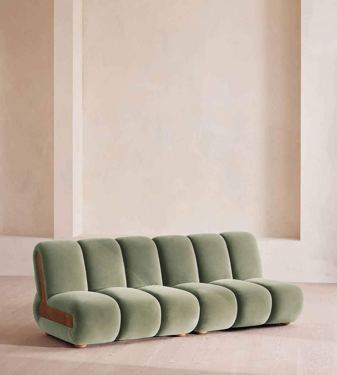 Noelle Sectional Sofa - Four Seater - Velvet - Seafoam - US - Listing - Image 2