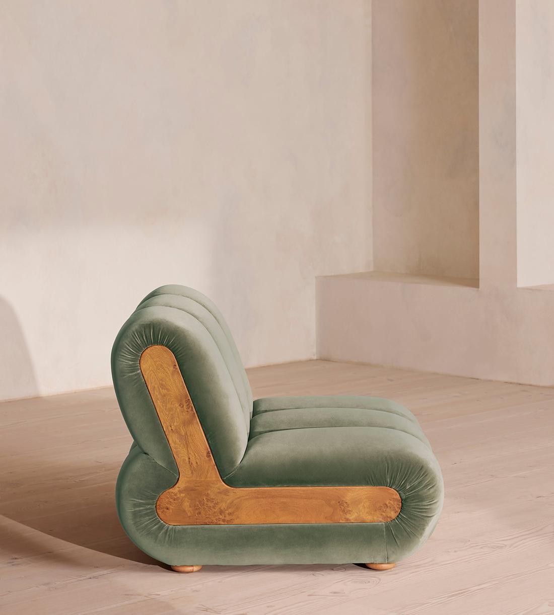 Noelle Modular Sofa - Curved Module - Velvet - Seafoam - UK - Image 8