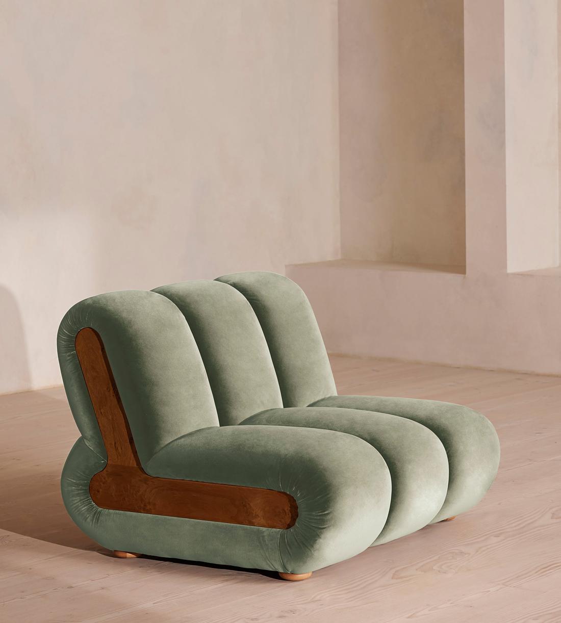 Noelle Sectional Armchair - Velvet - Seafoam - US - Listing - Image 2