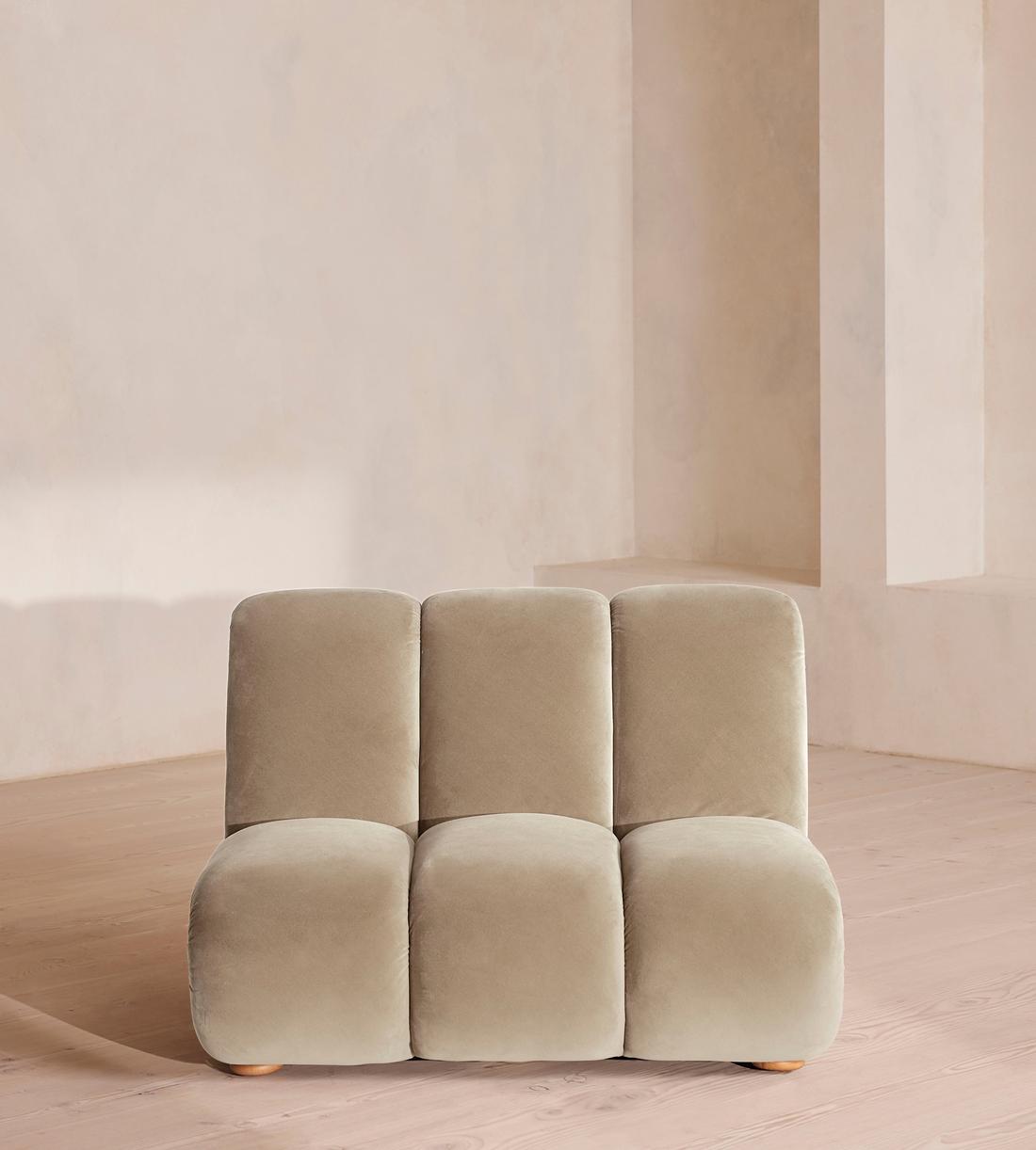 Noelle Sectional Armchair - Velvet - Oyster - US - Listing - Image 1