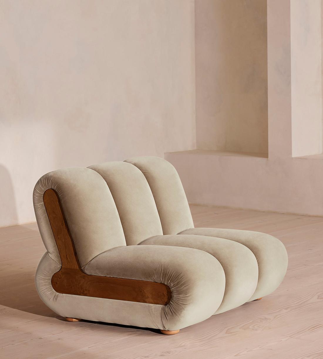Noelle Sectional Armchair - Velvet - Oyster - US - Listing - Image 2