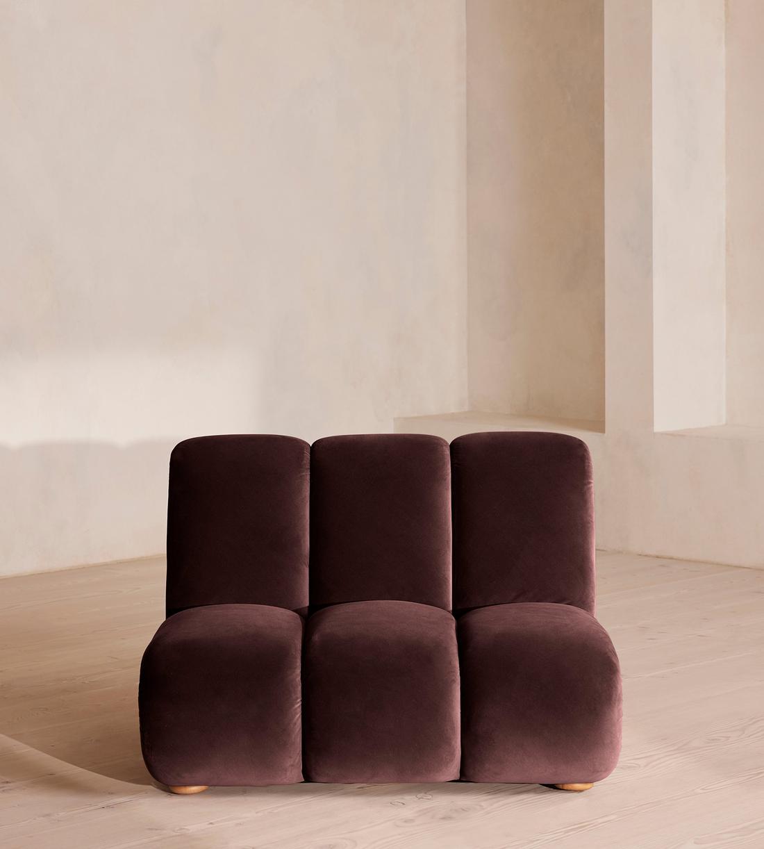 Noelle Modular Armchair - Velvet - Aubergine - UK - Listing - Image 1