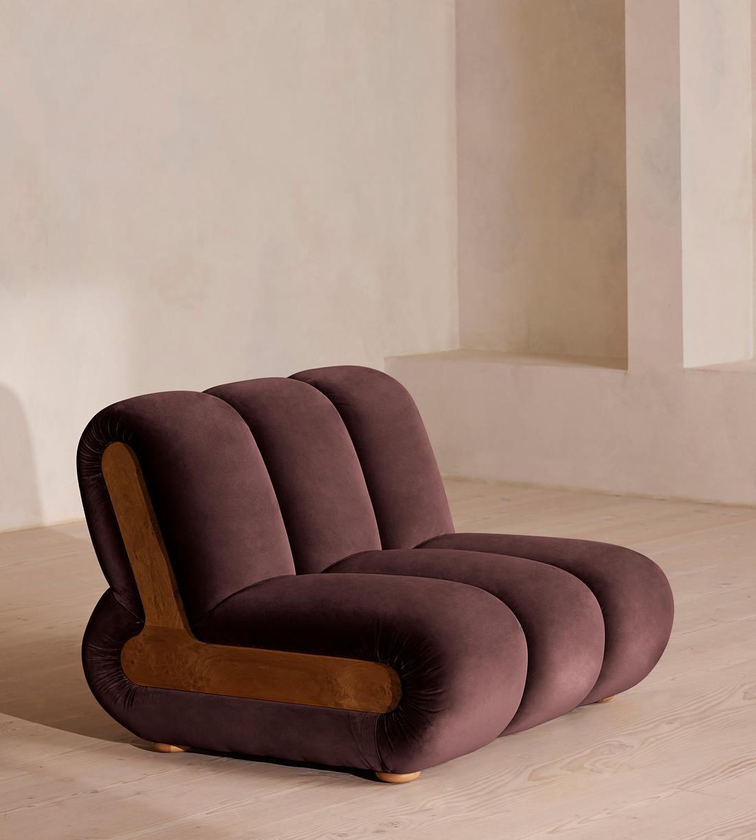 Noelle Sectional Armchair - Velvet - Aubergine - US - Listing - Image 2