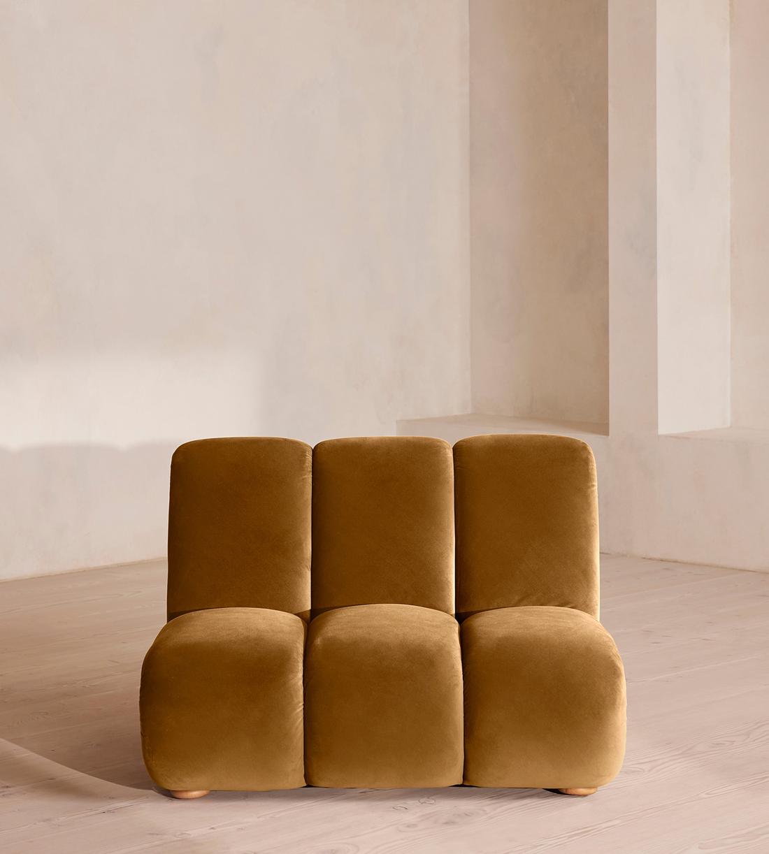 Noelle Modular Sofa - Curved Module - Velvet Mustard - Image 2