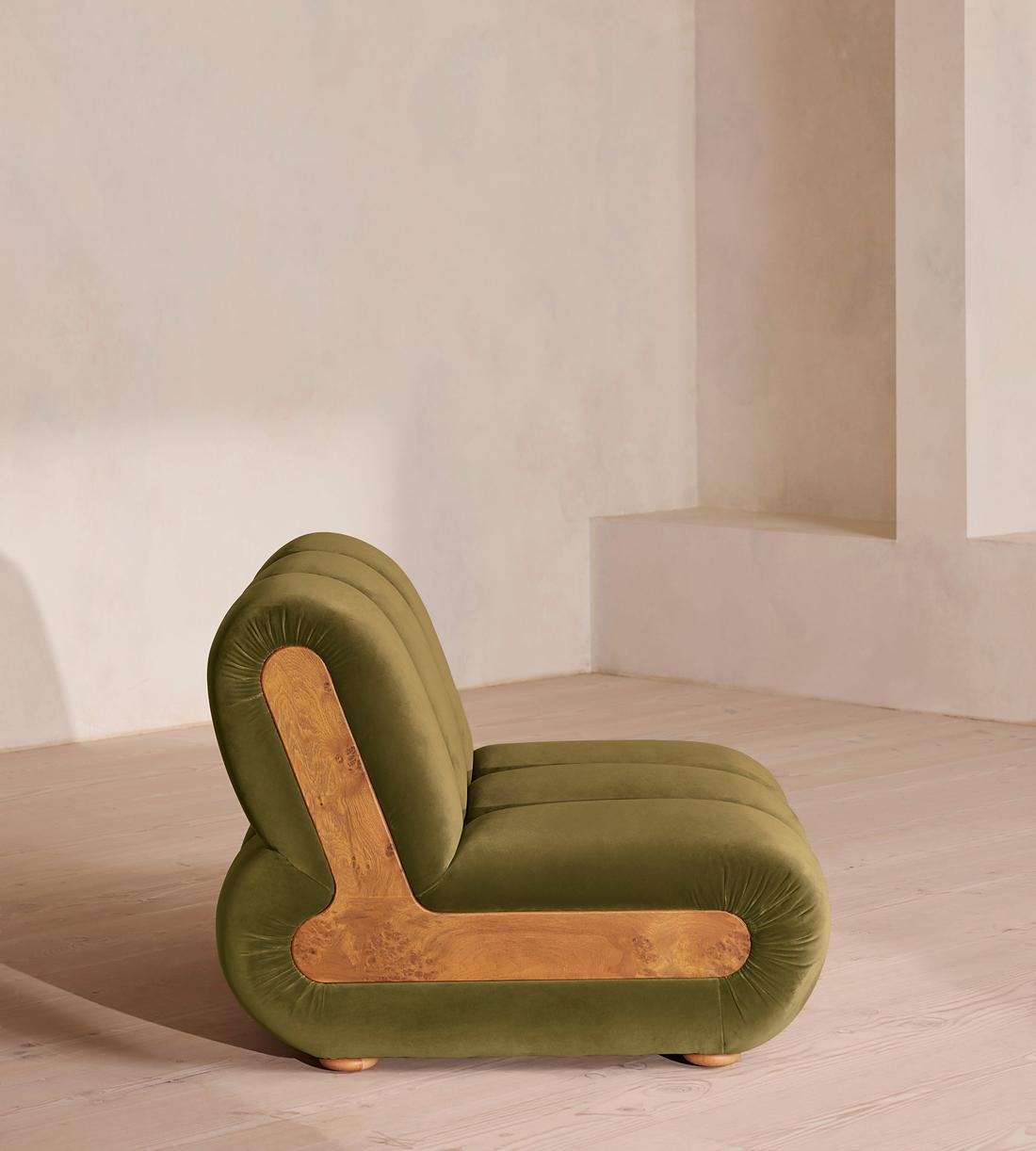 Noelle Modular Sofa - Curved Module - Velvet Olive - Image 3